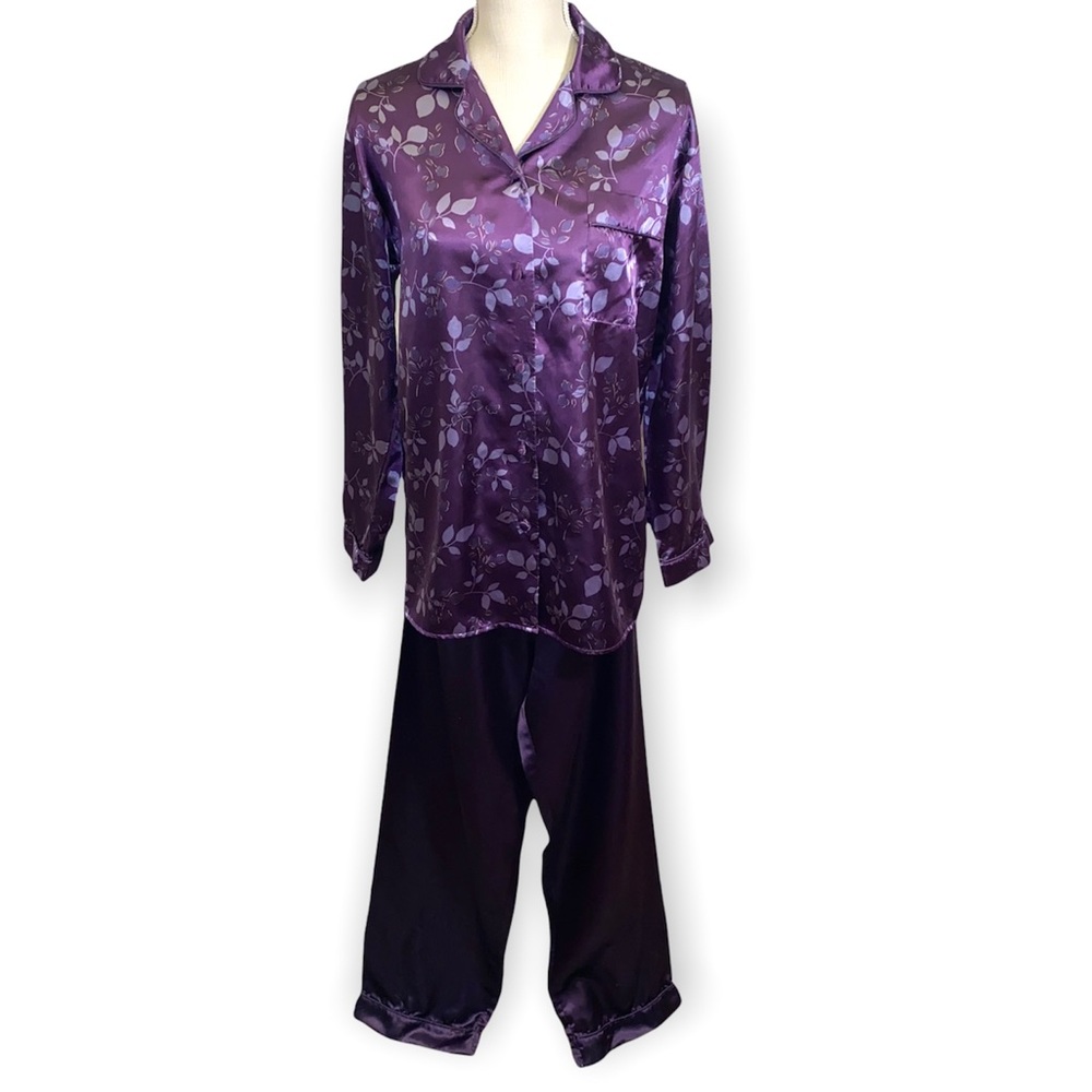 Vintage Gilligan & O'Malley Purple Satin Pajama Set Size S
